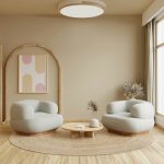 Empty living room in japanese style on empty cream color wall