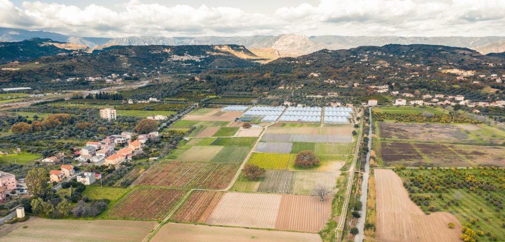 Italian agricultural farm aerial view