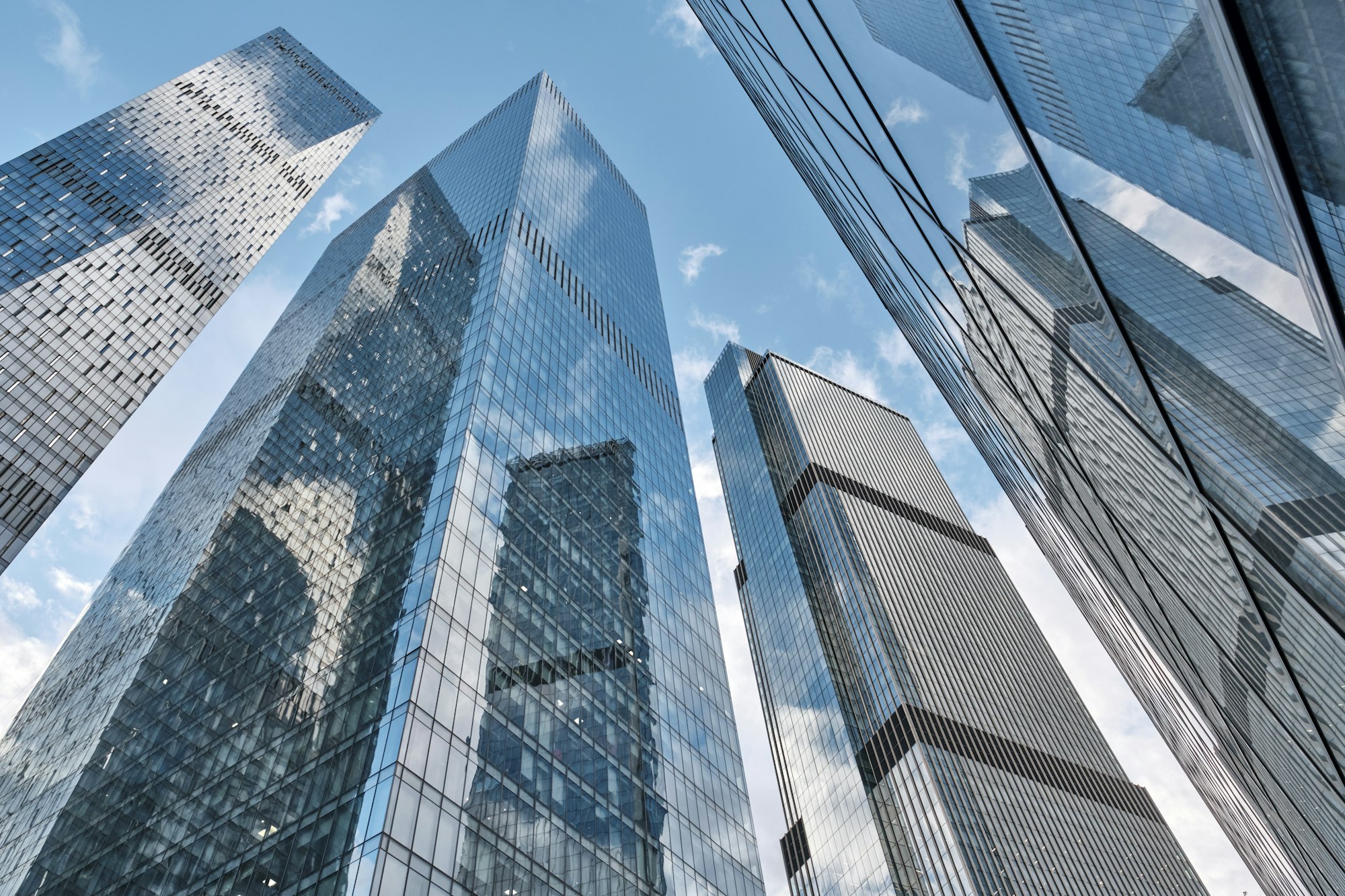 The OKO skyscraper complex. The Neva Towers, Business district Moscow City, Moscow, Russia.